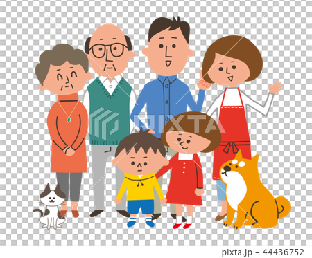 三世代6人家族とペット 44436752
