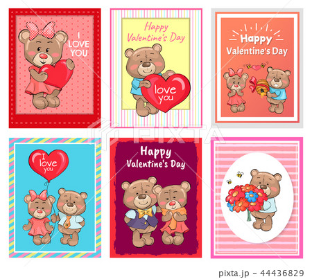 I love You Happy Valentines Day Set of Poster Bear I love You Happy Valentines Day Set of Poster Bear 44436829