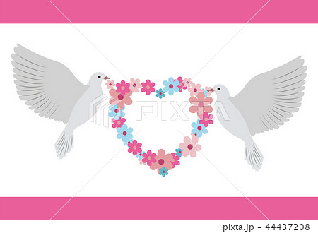 Doves Carrying Wreath Flowers Vector Illustration Doves Carrying Wreath Flowers Vector Illustration 44437208