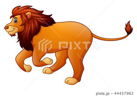 Cute lion cartoon running 44437962