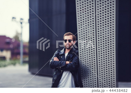 man in leather jacket 44438482