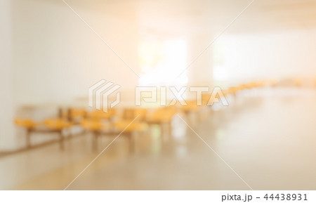 Blurred empty seats and tables in the clean  44438931