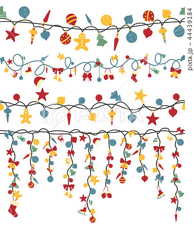 Christmas Light Garlands Set Seamless Patternのイラスト素材