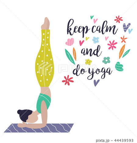Yoga girl. Yoga vibes colorful concept poster - Stock Illustration
