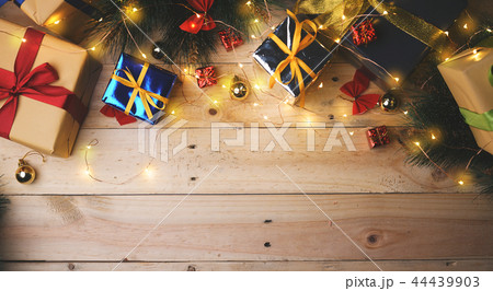 Room For Text Christmas Decoration on Wooden Plank Room For Text Christmas Decoration on Wooden Plank 44439903