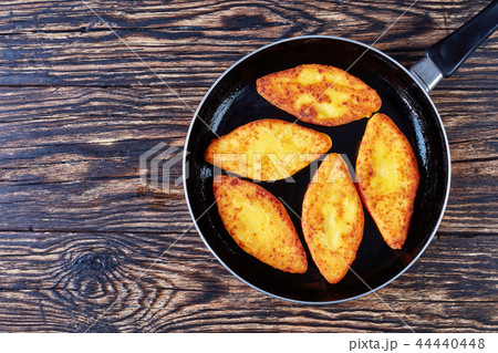 delicious fried cornbread pancakes, flat lay delicious fried cornbread pancakes, flat lay 44440448