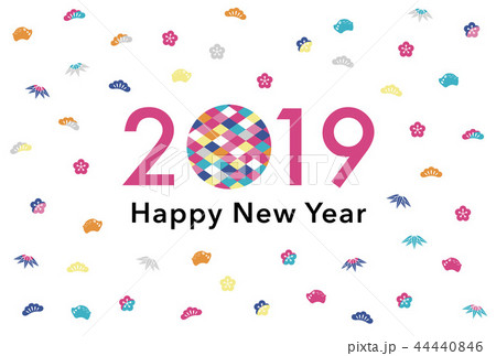 2019年 年賀状テンプレート 2019年 年賀状テンプレート 44440846