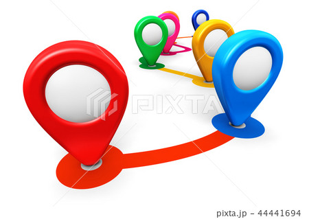 Color route with map location markers 44441694