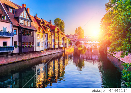 Sunset in the Old Town of Nurnberg, Germany 44442114