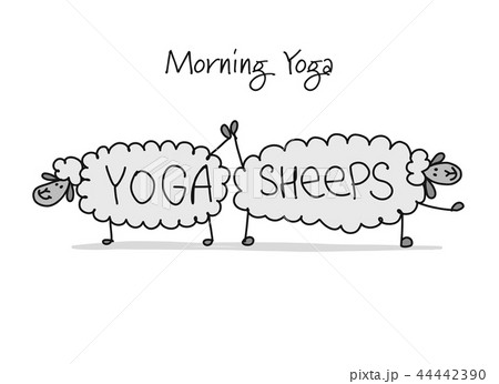 Funny sheep doing yoga, sketch for your design 44442390