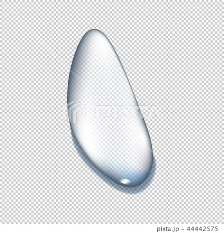 Realistic pure and transparent water drops set with shadow on gray background. Vector illustration 44442575