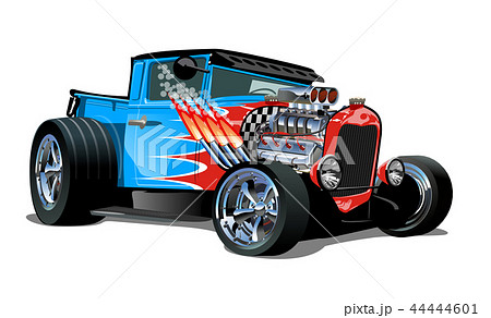 Cartoon retro hot rod isolated on white background 44444601