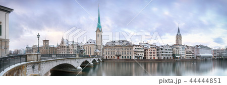 Old Zurich town in winter, view on lake Old Zurich town in winter, view on lake 44444851