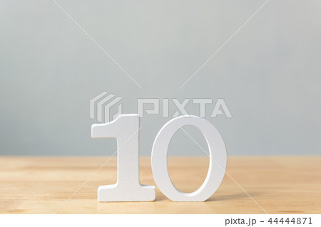 Number ten wooden material on table Number ten wooden material on table 44444871