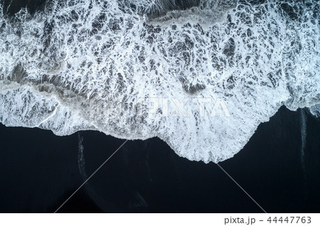 Aerial view of Black sand beach. 44447763