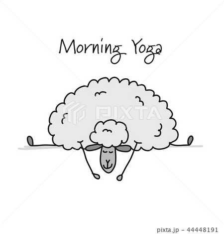 Funny sheep doing yoga, sketch for your design 44448191