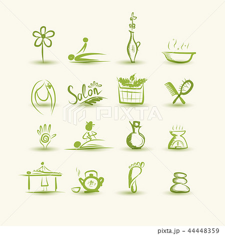 Massage and spa, set of icons for your design 44448359