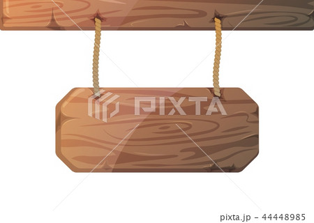 Wooden signboard on ropes, wild west wooden board 44448985