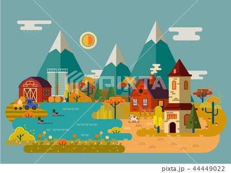 Autumn or fall at village or countryside Autumn or fall at village or countryside 44449022