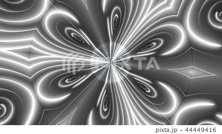 Beautiful abstract symmetry kaleidoscope with shiny neon lines, 3d render backdrop, computer 44449416