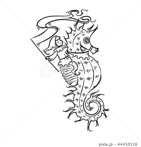 Seahorse with elf-rider. Seahorse with elf-rider. 44450526