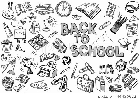 School and education illustration doodles hand drawn sketch with symbols and objects 44450622