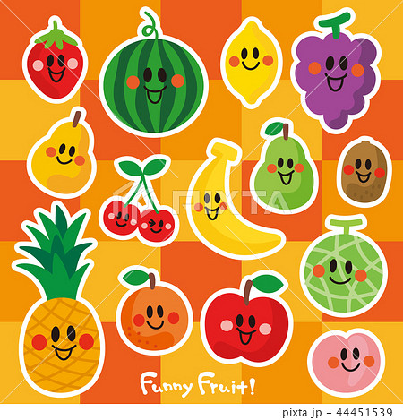 Smiling Fruits Characters Personification Stock Illustration