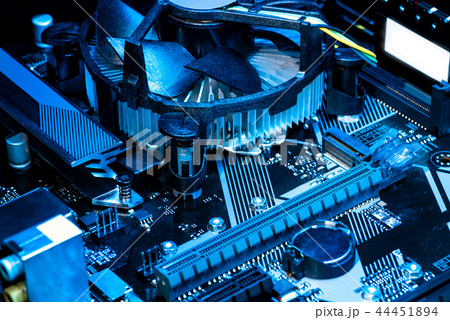 Motherboard, CPU, cooler and memory on motherboard 44451894