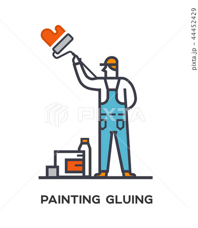 Worker paints the wall 44452429