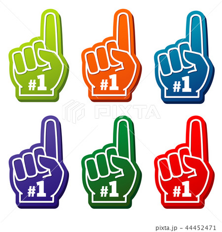 Multi colored number 1 foam fingers vector icons 44452471