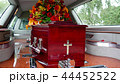 funeral casket in a hearse or chapel 44452522