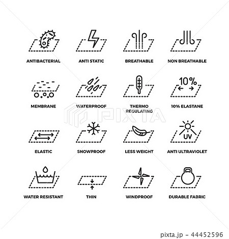 Fabric textile properties thin line vector icons 44452596