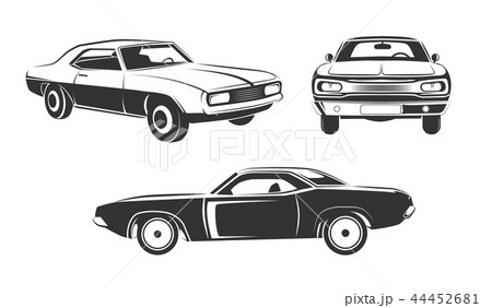 Classic Retro Muscle Cars Vector Setのイラスト素材