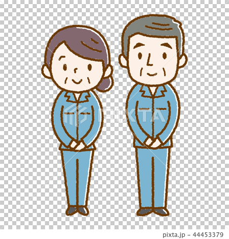 Work clothes men and women bowed hand-drawn style Work clothes men and women bowed hand-drawn style 44453379