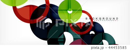 Colorful rings on grey background, modern geometric pattern design. Vector business or technology 44453585