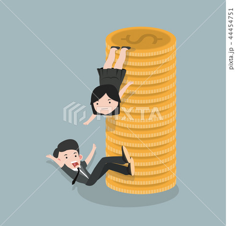Businesswoman helps  friend to climb a coin 44454751