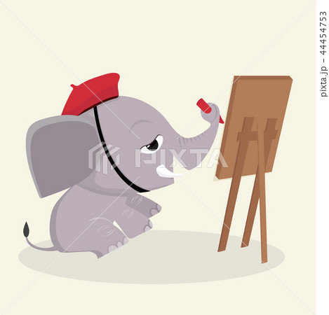 elephant artist draws with paints 44454753