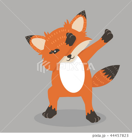 Cute Fox Dub dancing sign vector 44457823