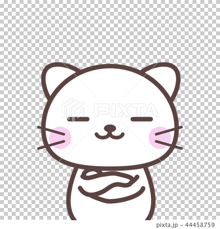 考える白猫のイラスト素材