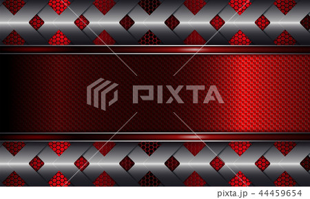 Geometric red background with a metal lattice and with the silhouette of a textural red frame. 44459654