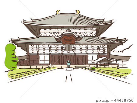 Nara City Nara Prefecture Todaiji Temple Stock Illustration