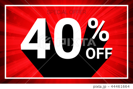 40% OFF Sale. White on black shadow red background 44461664