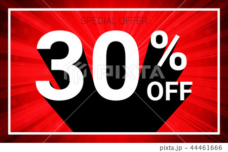 30% OFF Sale. White on black shadow red background 44461666