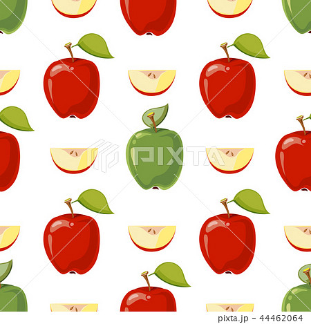 Red and green vector apples seamless pattern 44462064
