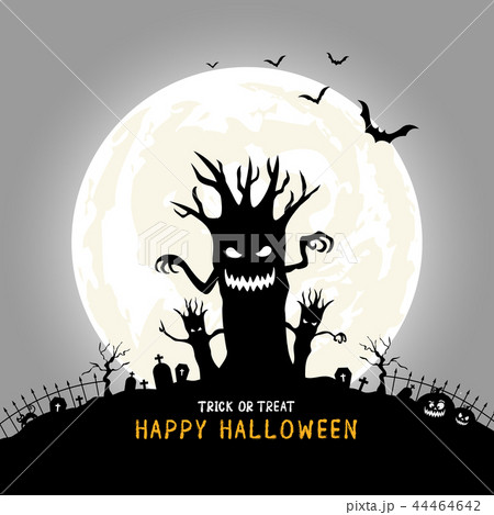 Silhouette scary tree with moon light. Silhouette scary tree with moon light. 44464642