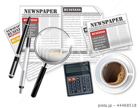 Coffee and documents Vector realistic set. Mail 44468518