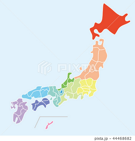 8つに色分けした日本地図のイラスト素材 [44468682] - PIXTA