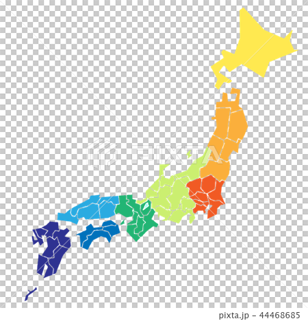 Map of Japan color-coded into eight - Stock Illustration [44468685] - PIXTA
