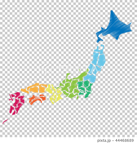 8つに色分けした日本地図 8つに色分けした日本地図 44468689