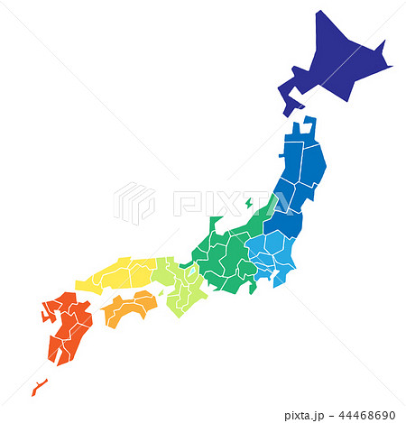 8つに色分けした日本地図のイラスト素材 [44468690] - PIXTA